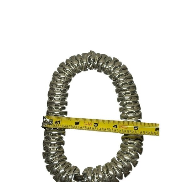 Vintage NAPIER Silver Tone Link Costume Statement Necklace Signed Napier On Back - Picture 3 of 5